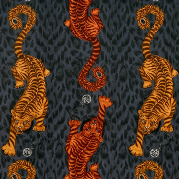 Tigris Velvet Flame Fabric by Clarke & Clarke