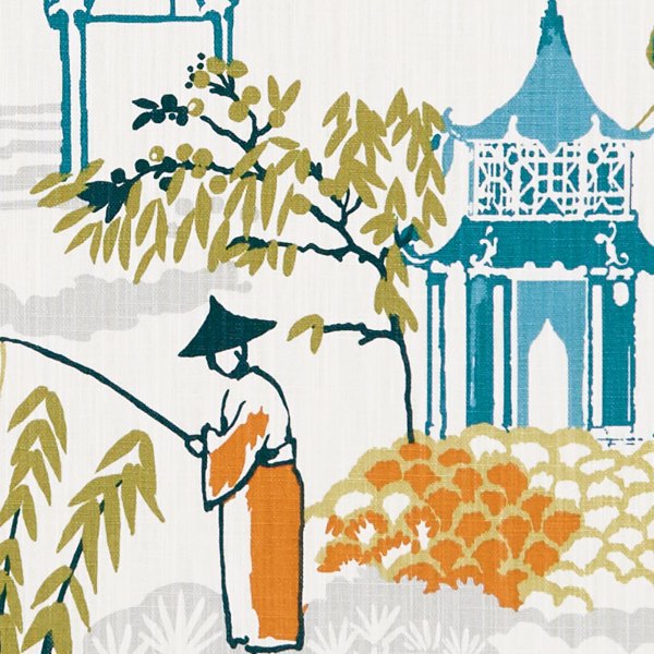 Pagoda Orange Fabric by Clarke & Clarke
