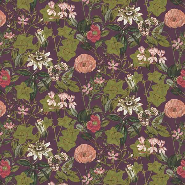 Passiflora Mulberry Velvet Fabric by Clarke & Clarke