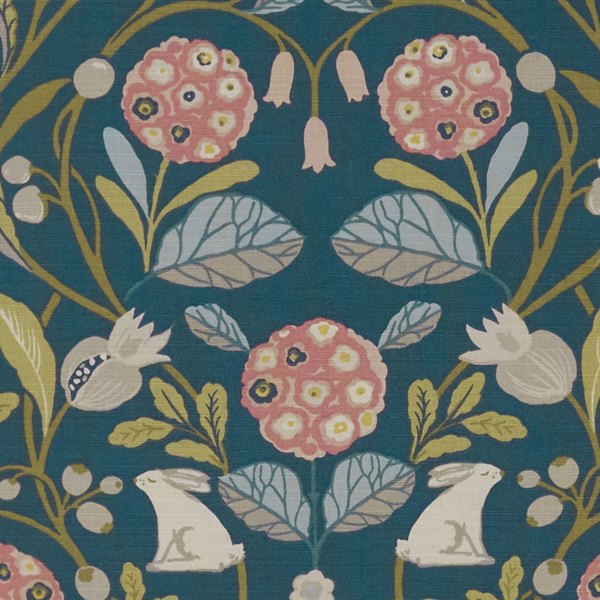 Forester Teal/Blush Fabric by Clarke & Clarke