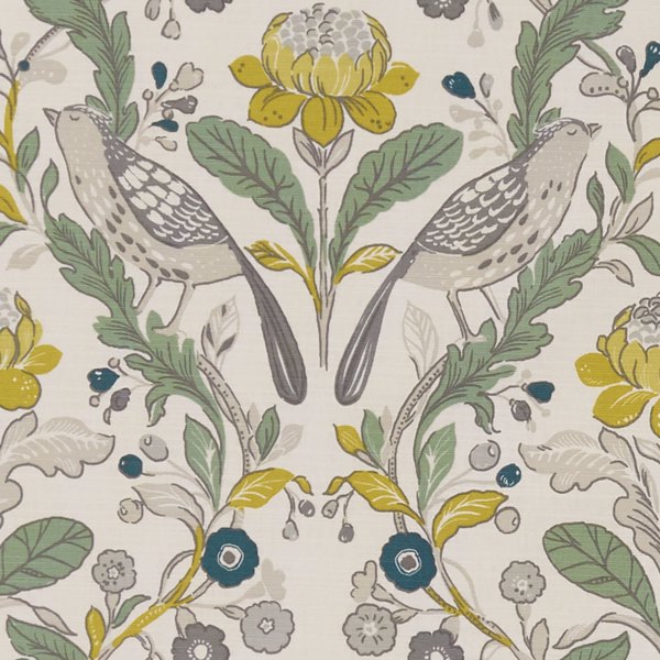 Orchard Birds Birds Forest/Chartreuse Fabric by Clarke & Clarke
