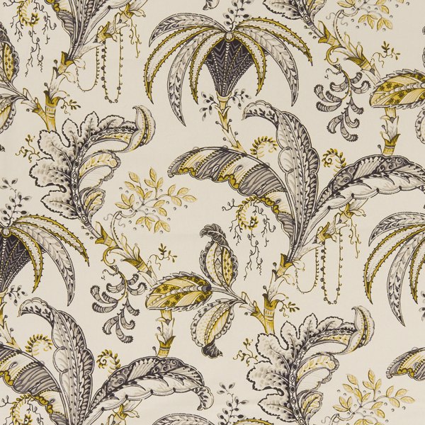 Ophelia Charcoal/Ochre Fabric by Clarke & Clarke