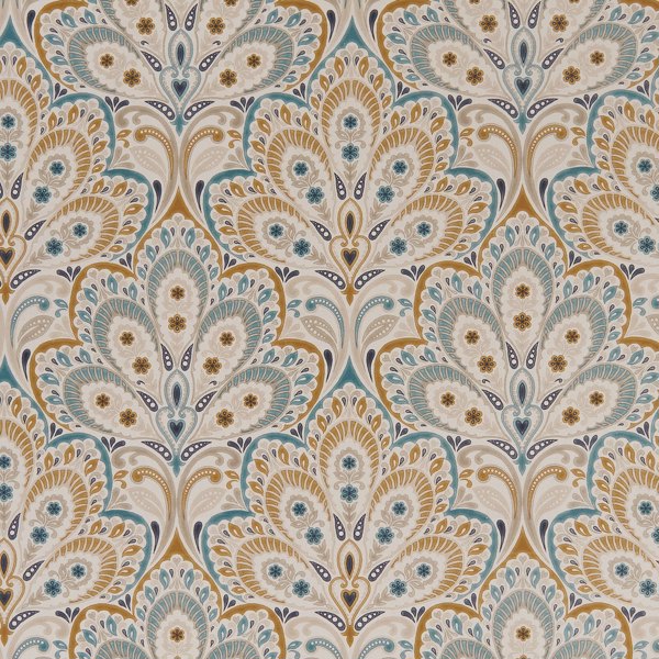 Persia Teal/Spice Fabric by Clarke & Clarke