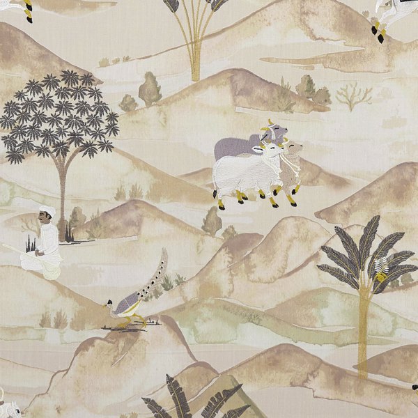 Sahara Charcoal/Ochre Fabric by Clarke & Clarke