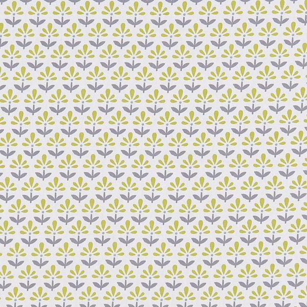 Fleur Chartreuse/Charcoal Fabric by Clarke & Clarke