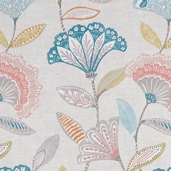 Bohemia Coral/Teal Fabric by Clarke & Clarke