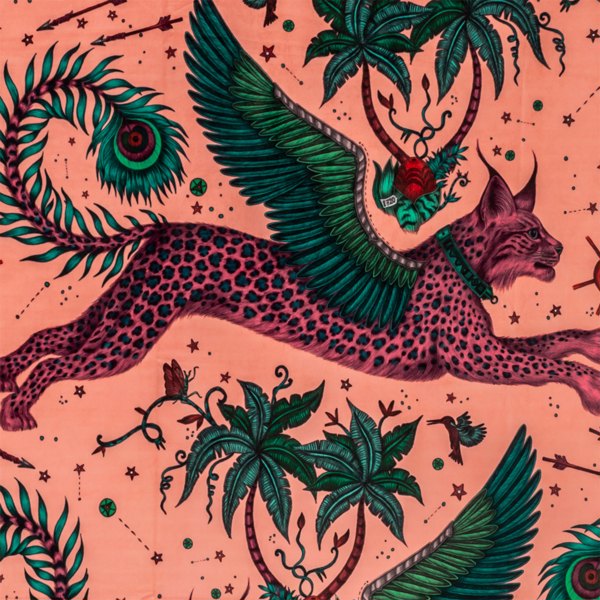 Lynx Velvet Coral Fabric by Clarke & Clarke