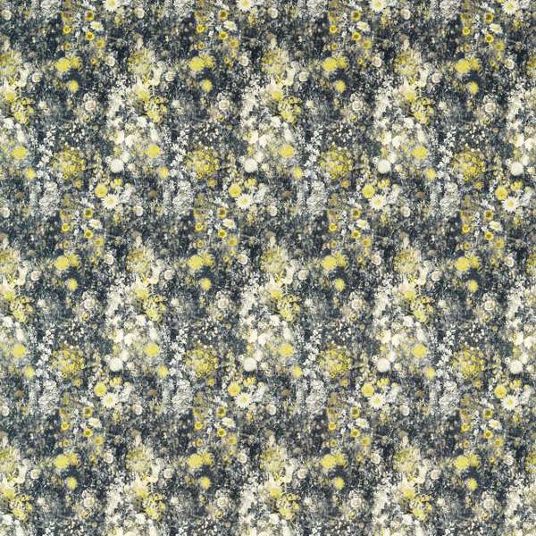 Rosedene Charcoal/Chartreuse Fabric by Clarke & Clarke