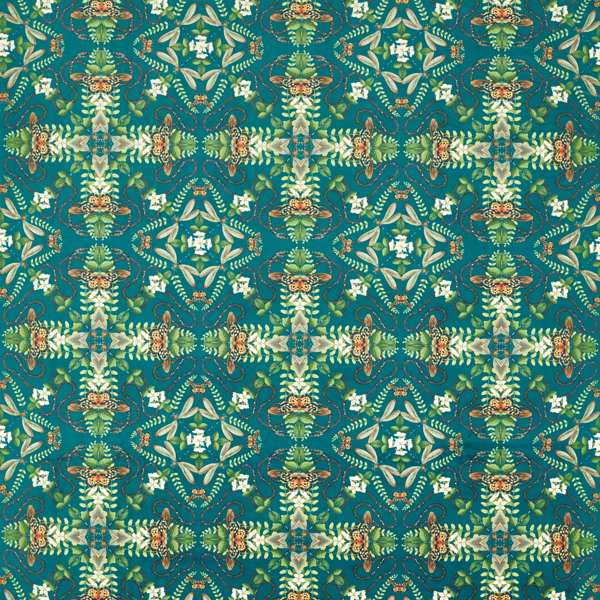 Emerald Forest Teal Velvet Fabric by Clarke & Clarke