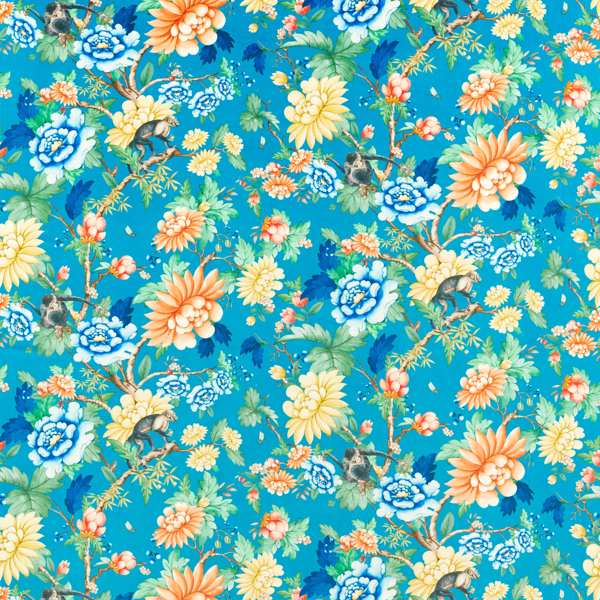 Sapphire Garden Sapphire Velvet Fabric by Clarke & Clarke