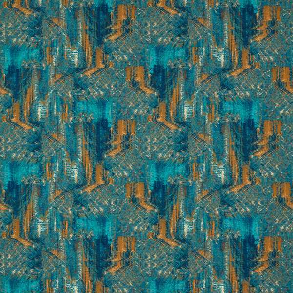 Hillcrest Teal/Spice Fabric by Clarke & Clarke