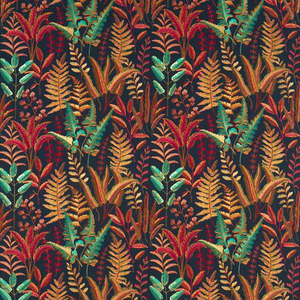 Bracken Russet/Aqua Fabric by Clarke & Clarke