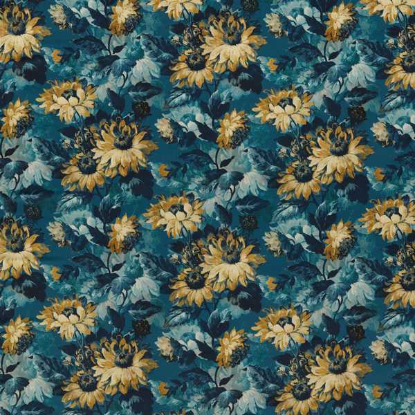 Sunforest Denim/Ochre Fabric by Clarke & Clarke