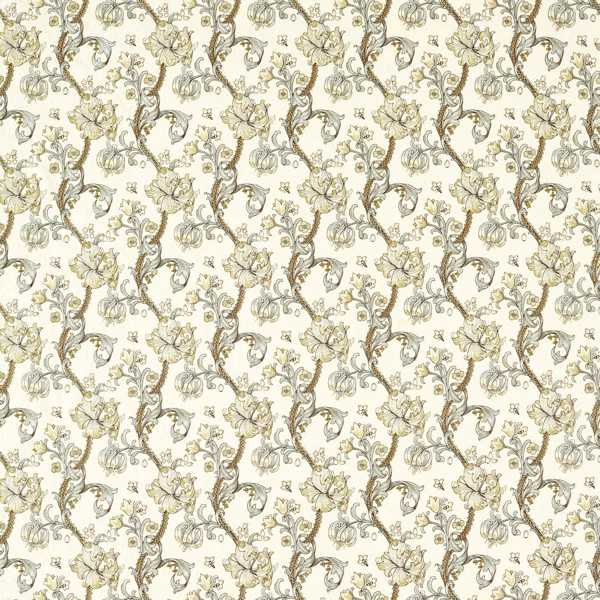 Golden Lily Embroidery Dove Fabric by Clarke & Clarke