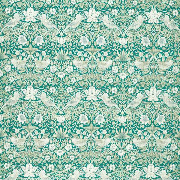 Strawberry Thief Jacquard Teal Fabric by Clarke & Clarke