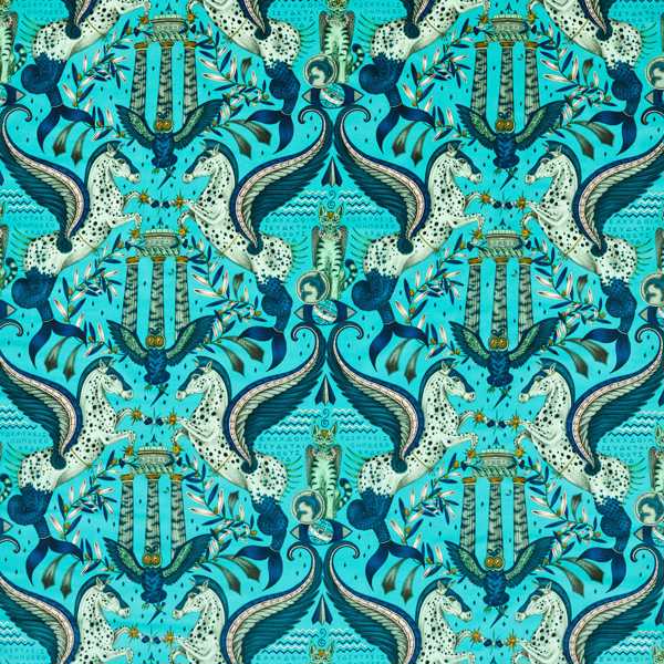 Odyssey Mythos Velvet Peacock Fabric by Clarke & Clarke