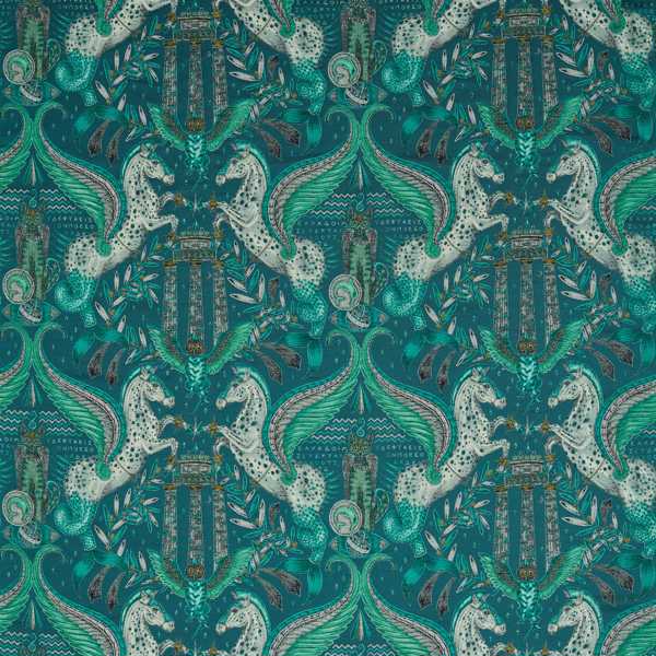 Odyssey Mythos Jacquard Olive Fabric by Clarke & Clarke