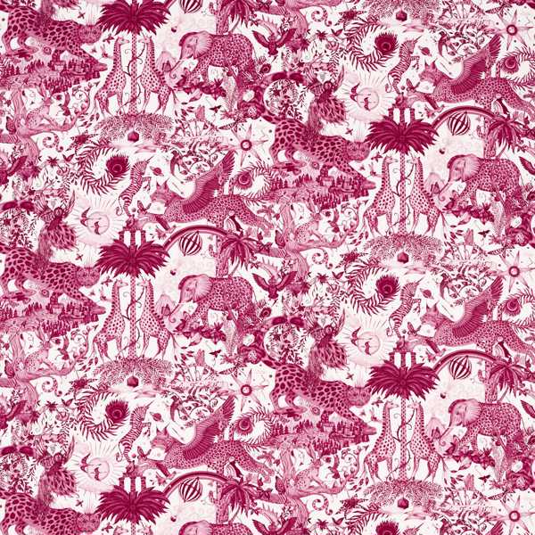 Paradise Lost Berry Fabric by Clarke & Clarke