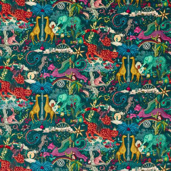 Paradise Lost Velvet Teal Fabric by Clarke & Clarke