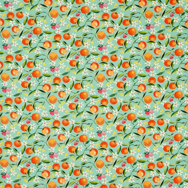 Orange Blossom Jade Fabric by Clarke & Clarke