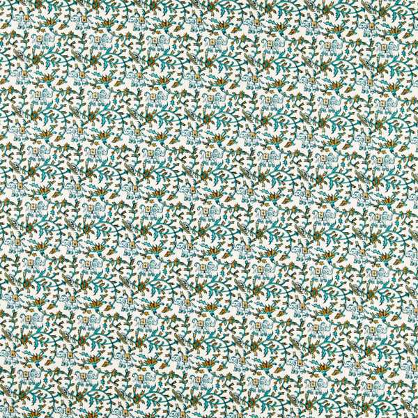 Hathi Embroidery Teal Fabric by Clarke & Clarke