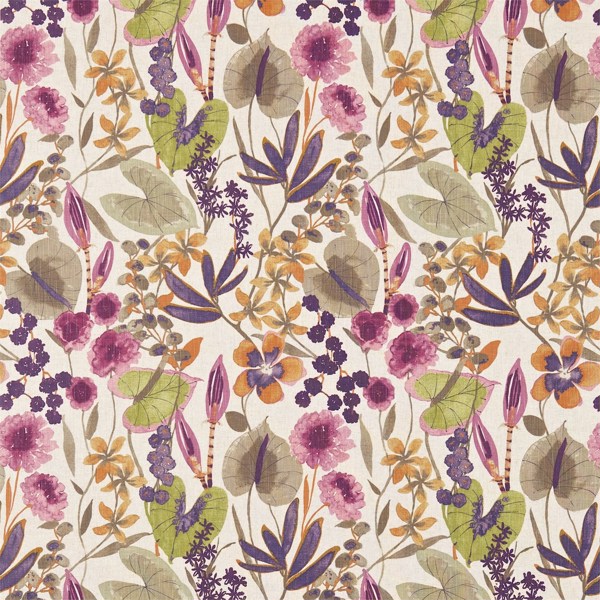 Nalina Loganberry / Raspberry / Apricot Fabric by Harlequin