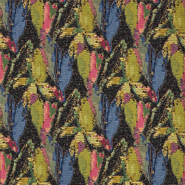 Congo Flamingo / Indigo / Olive Fabric by Harlequin
