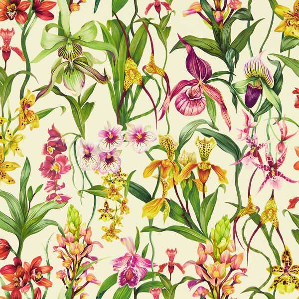 Kalina Parchment/Forest/Azalea Wallpaper by Harlequin