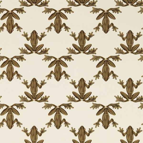 Wood Frog Gold/Parchment Wallpaper by Harlequin
