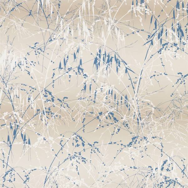 Meadow Grass Gilver / Blue Wallpaper by Harlequin