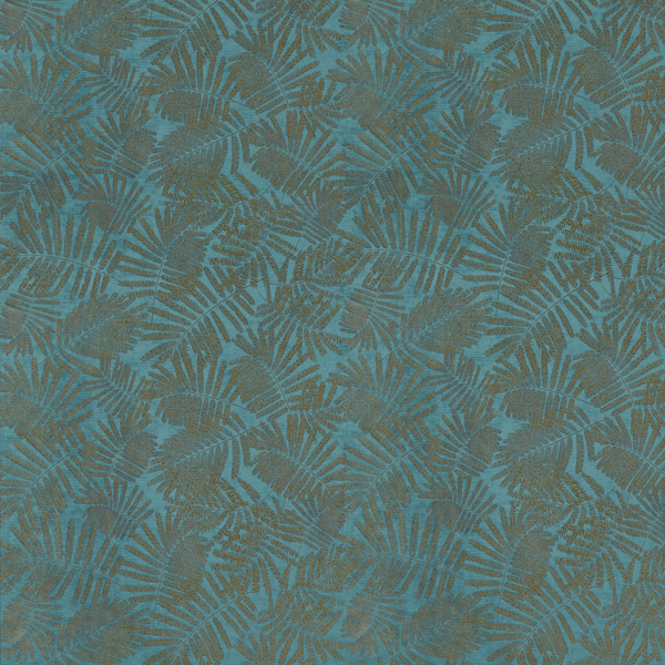 Espinillo Velvet Teal/Brass Fabric by Harlequin