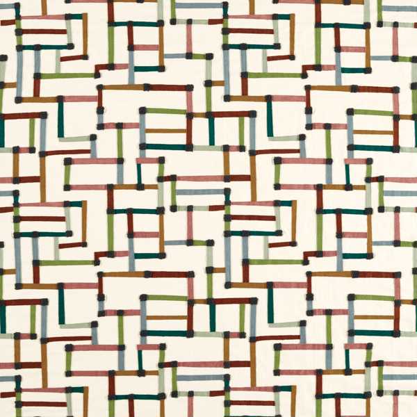 Lineas Forest/Azul/Blush Fabric by Harlequin