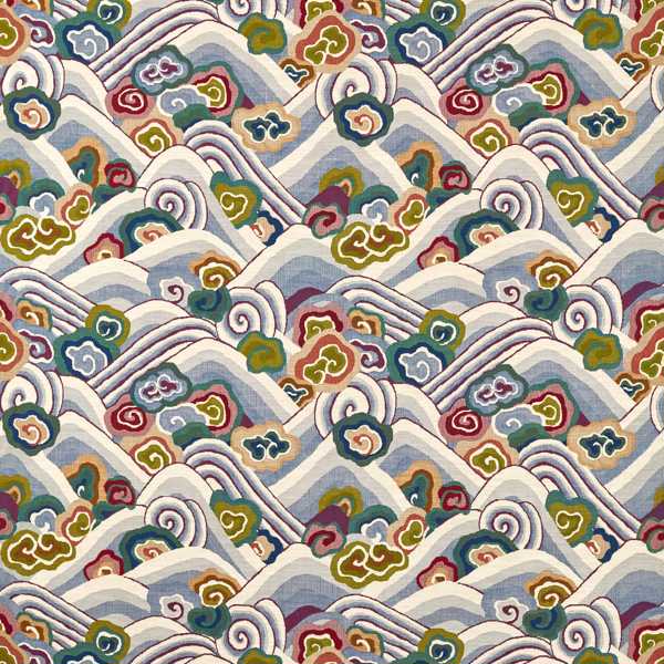 Kanagawa Indigo/Maroon Fabric by Harlequin