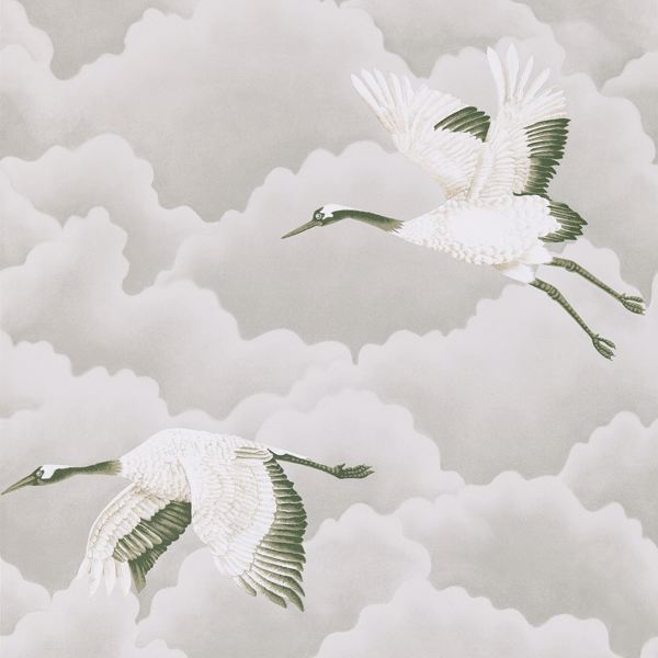 Cranes In Flight Platinum Wallpaper by Harlequin