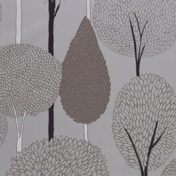 Silhouette Silver And Pearlesant Greys Wallpaper by Harlequin
