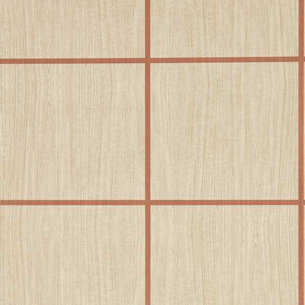 Wood Blocks Oak/Terracotta Gloss Wallpaper by Harlequin