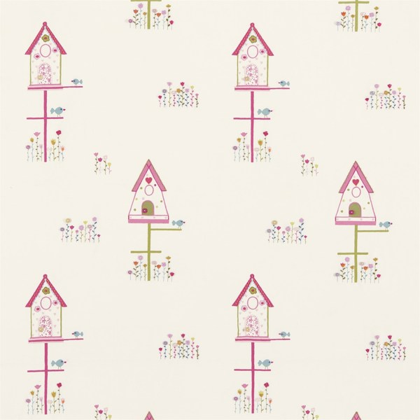 Home Tweet Home Pink/Lime/Duckegg Fabric by Harlequin