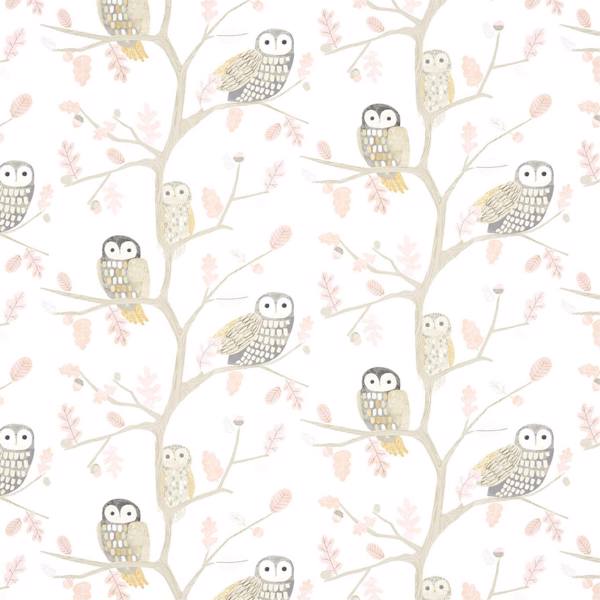 Little Owls Powder Wallpaper by Harlequin
