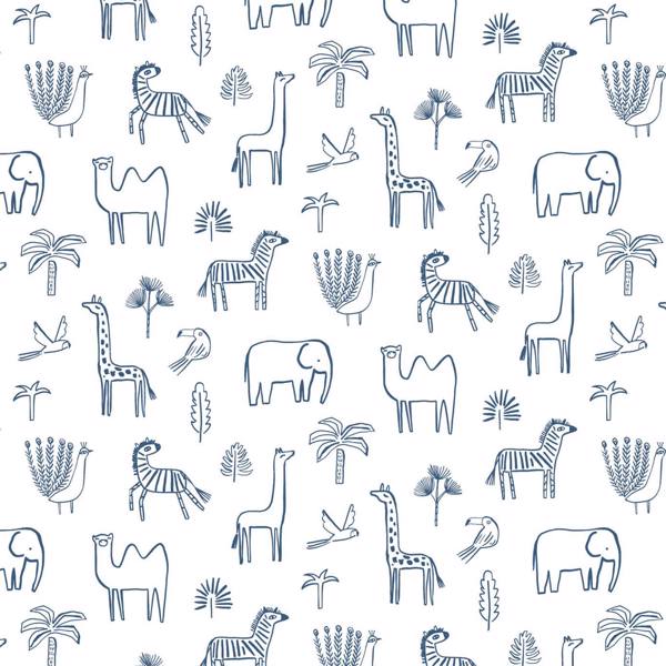 Funky Jungle Navy Wallpaper by Harlequin