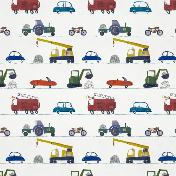 Just Keep Trucking Tomato/Marine/Gecko Wallpaper by Harlequin
