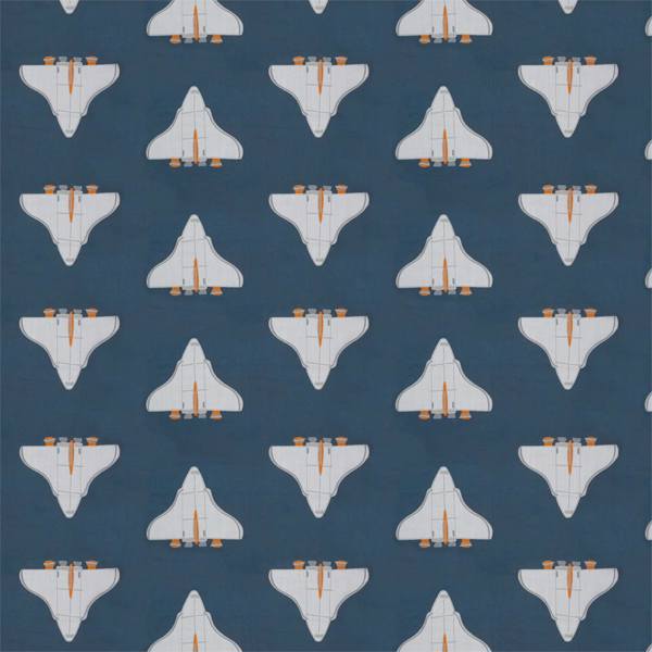 Space Shuttle Apricot/Navy Fabric by Harlequin