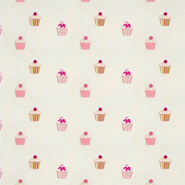 Cupcakes Fuchsia Candy Lime And Natural Fabric by Harlequin