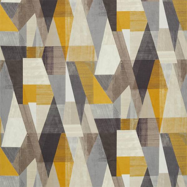 Pythagorum Graphite/Gold Fabric by Harlequin