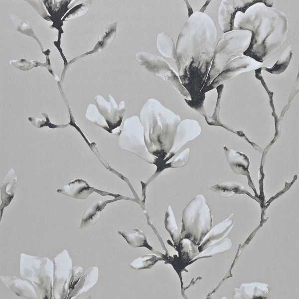 Lotus Wide Width Silver Wallpaper by Harlequin