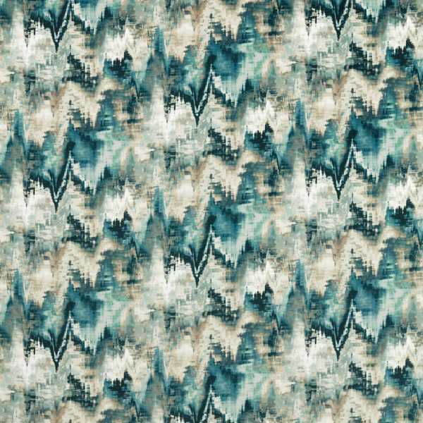 Distortion Adriatic/Ink/Parchment Fabric by Harlequin