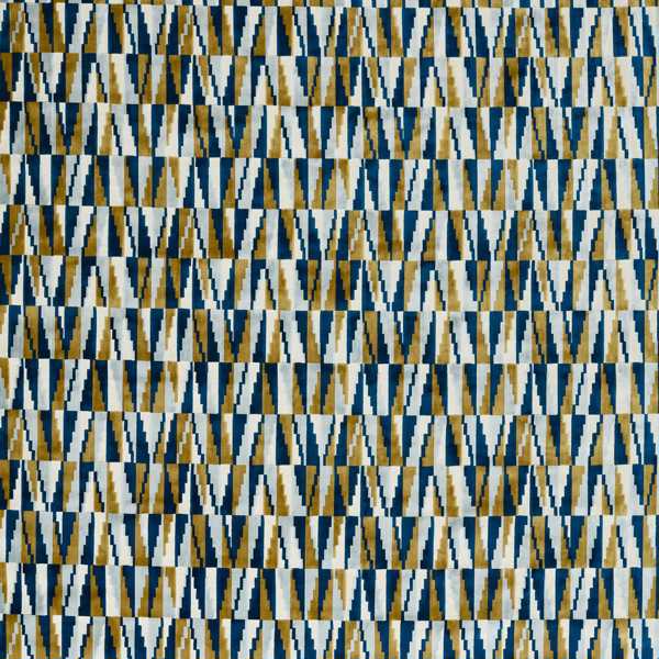 Acute Cobalt/ Ochre Fabric by Harlequin