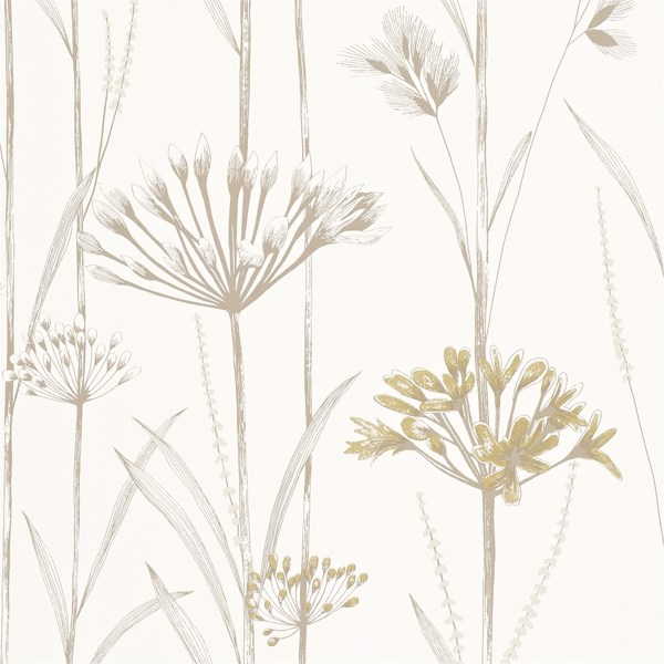 Gardinum Ivory And Gold Wallpaper by Harlequin