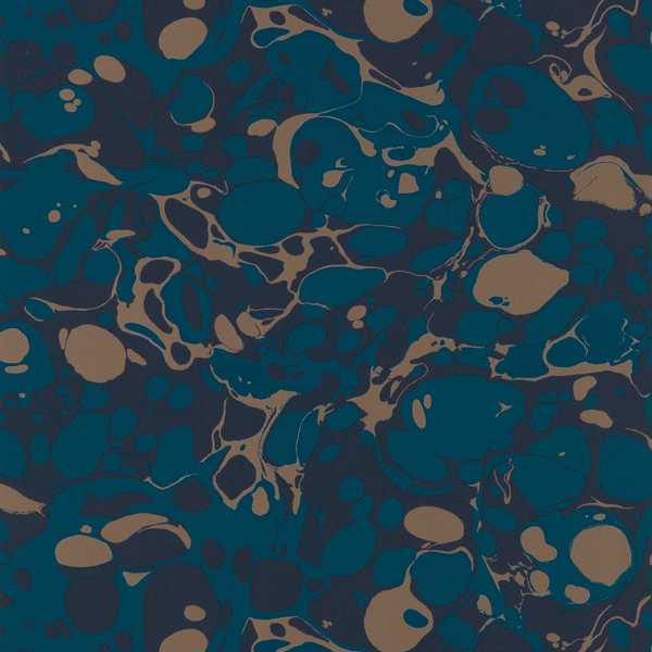Marble Azurite/ Copper/Japanese Ink Wallpaper by Harlequin