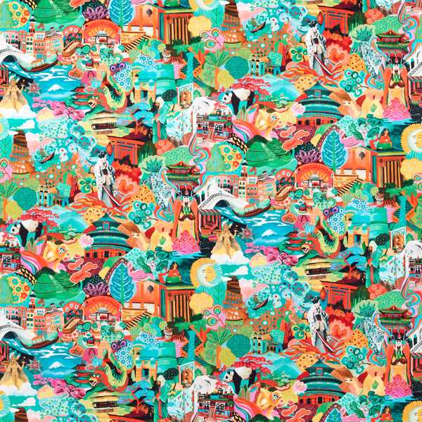 Journey of Discovery Ionian/Harissa/Emerald Fabric by Harlequin
