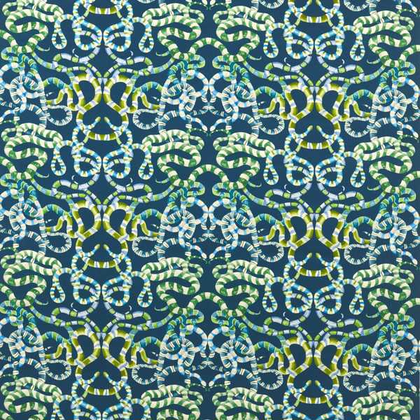 Serpenti Onsen/Emerald/Azul Fabric by Harlequin